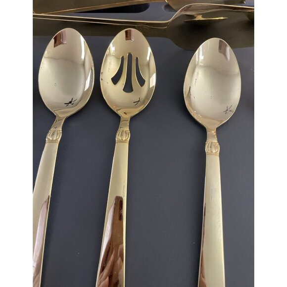 Reed & Barton Sanderling Gold Electroplate Stainless Steel Serving Set‎ of 9 - Picture 5 of 6
